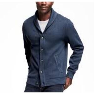 Old Navy Cardigan Men's Navy Blue Shawl Neck Sweater Preppy Grandpa Size Small